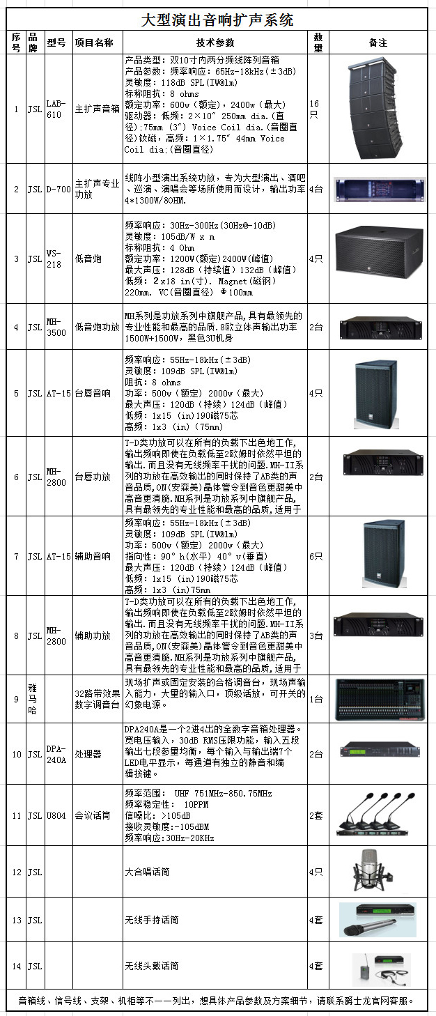 爵士龍大型舞臺音響擴(kuò)聲系統(tǒng)方案