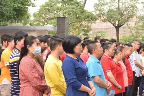 四月也要元氣滿滿！萬昌公司昨日召開全體動員晨會